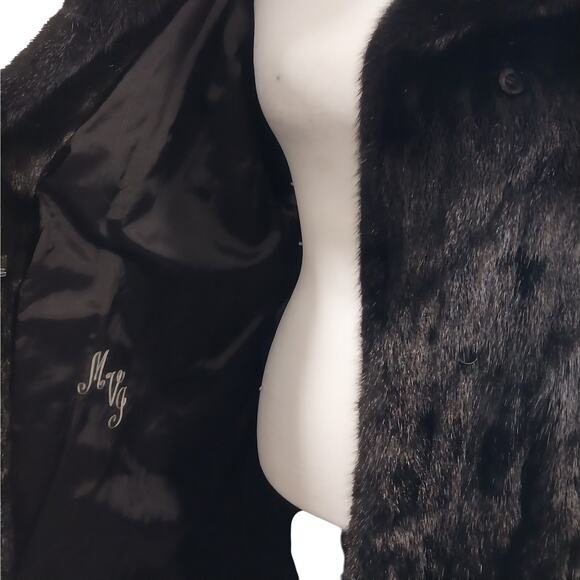 MYSELS FURS! LUXURIOUS BLACK RANCH MINK FULL LENGTH FUR COAT, JACKET! SZ MP - Picture 9 of 15